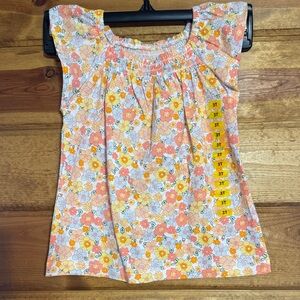 Carter's Floral Smocked Shirt - Pink and Orange